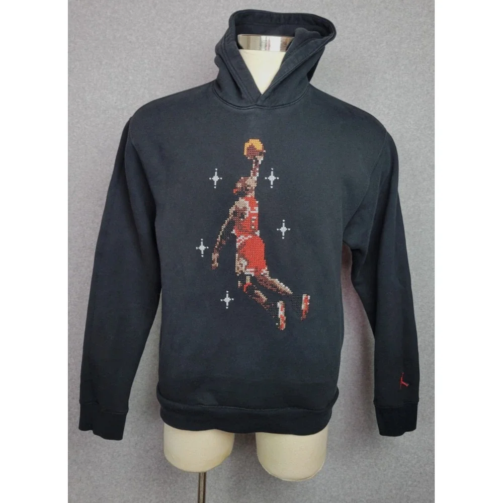 Nike Air Jordan Essentials Stitch‎ Graphic Fleece Hoodie Black DC9713-010 Medium